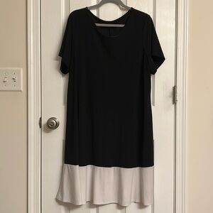 Tiana B Black White Swing Short Sleeve Shift Dress Polyester Elastane Size 1X